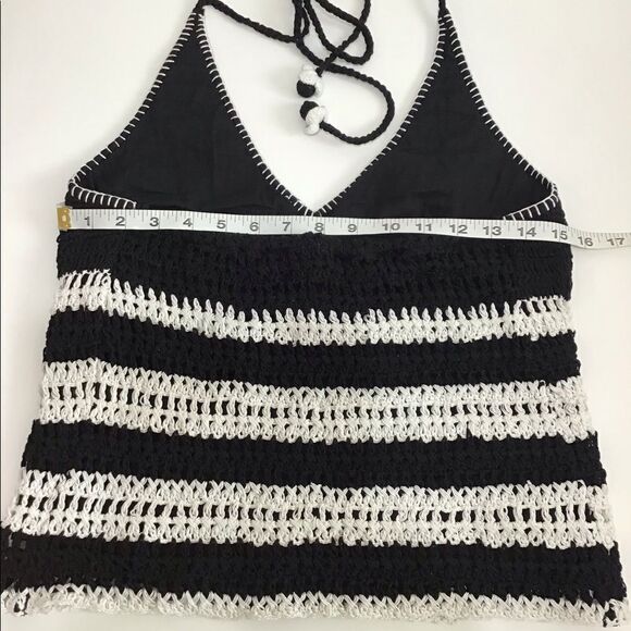 Boston Proper Crochet Stripe Halter Tie Top Sz XXS - Picture 4 of 8